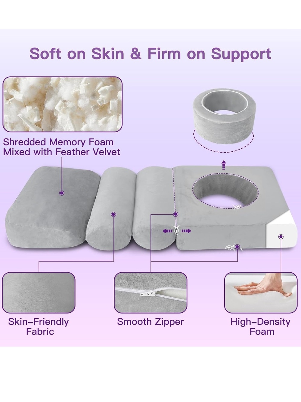 BBL Bed After Surgery for Sleeping, Memory Foam/Pregnancy Belly Pillow - Picture 4 of 8